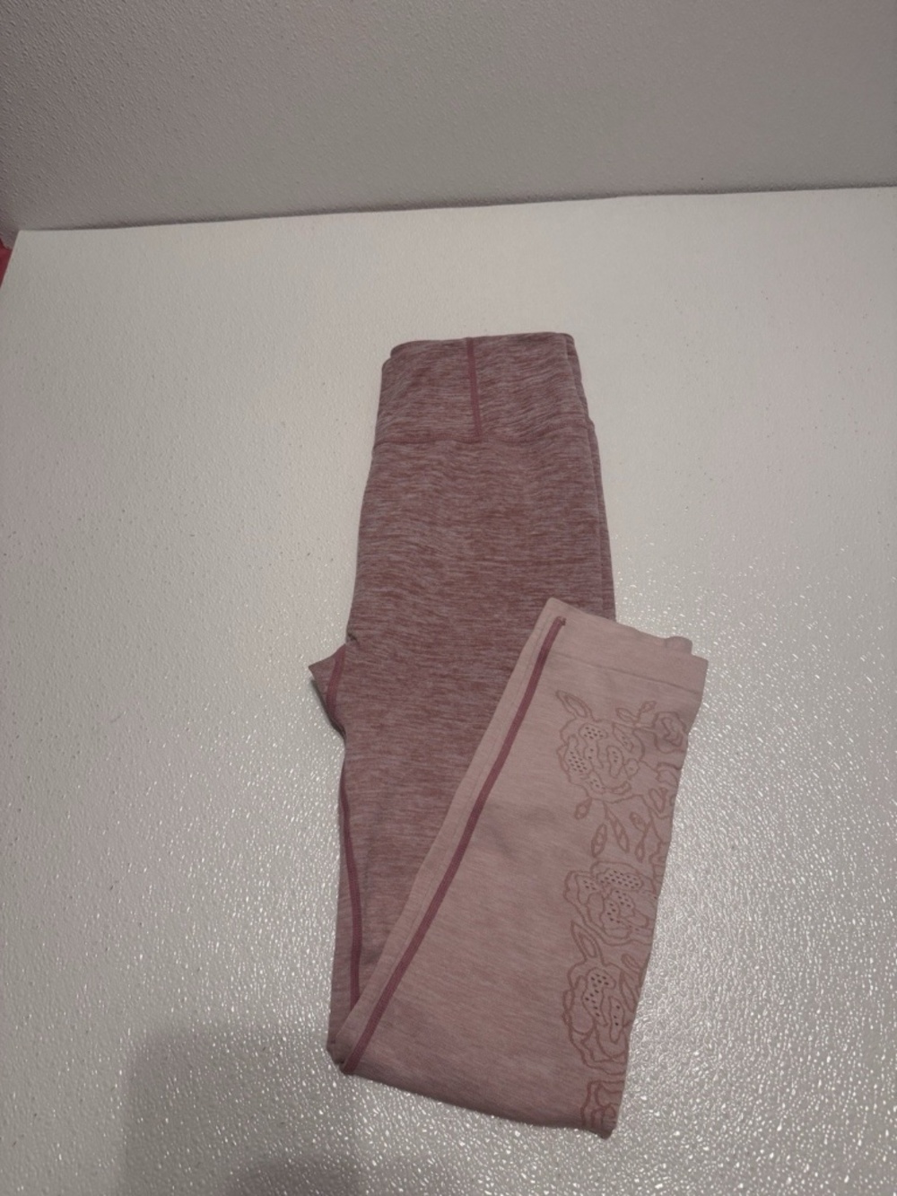 Calia by Carrie Underwood Large Heathered Pink w/Floral Print Pull-On Leggings